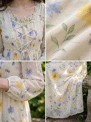 Lilly White Floral Lace-Up Maxi Dress