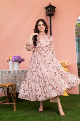 Laura - Tea Pink floral maxi dress