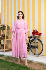 Pèrnia - Cute pink floral maxi dress