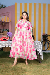Reena - Pink Floral maxi dress