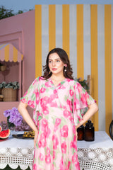 Reena - Pink Floral maxi dress