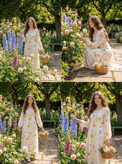 Lilly White Floral Lace-Up Maxi Dress