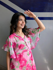 Reena - Pink Floral maxi dress