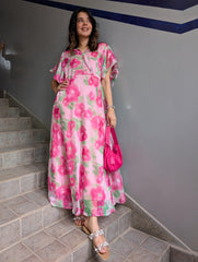 Reena - Pink Floral maxi dress