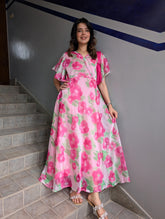 Reena - Pink Floral maxi dress
