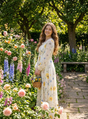 Lilly White Floral Lace-Up Maxi Dress