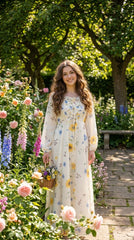 Lilly White Floral Lace-Up Maxi Dress